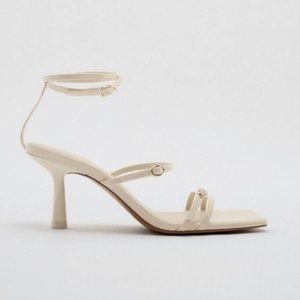 ZARA Off-White Patent Effect High Heel Sandal